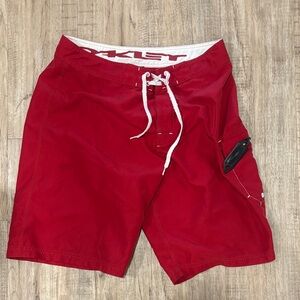 Oakley Red Men's Board Shorts with Zip Pocket